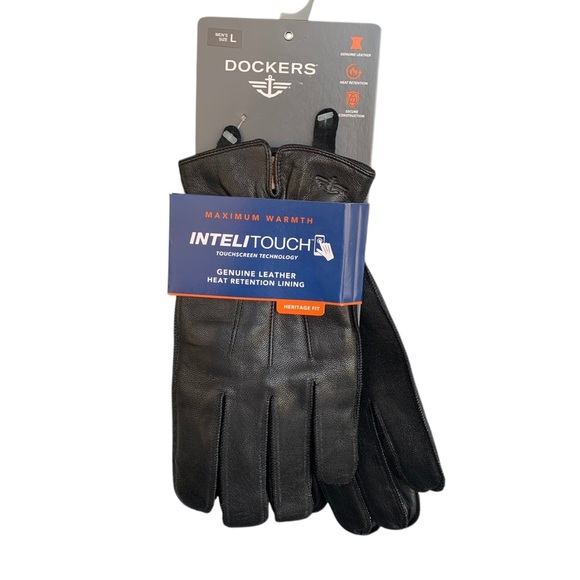 🆕 Dockers Leather Gloves Intelitouch Touchscreen Technology Heritage Fit Mens L - Picture 1 of 5